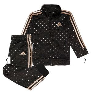 ADIDAS Toddler Girl Black And Gold Polka Set